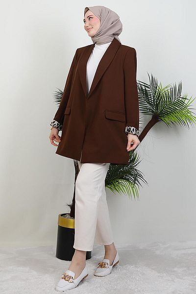 GİYZAMİLA Μπουφάν με επένδυση Leopard Bitter Brown