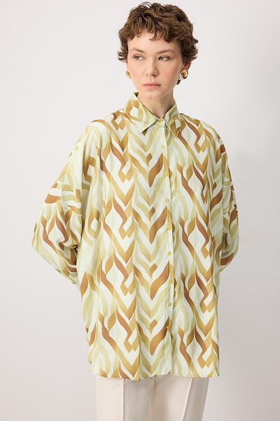 Touché Privé PATTERNED OVERSIZED SATIN SHIRT