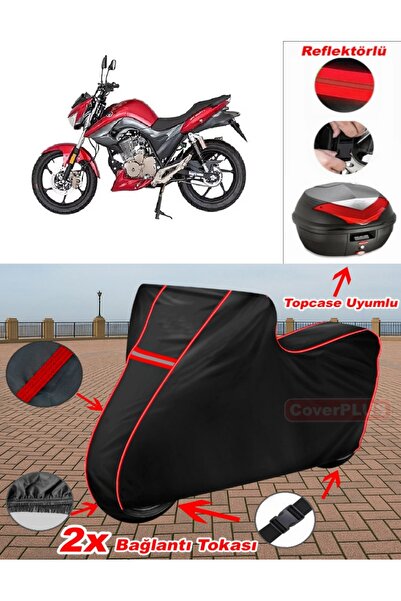 CoverPlus Mondial 125 Drift L CBS Branda SİYAH Topcase Arka Çanta Uyumlu Moto...