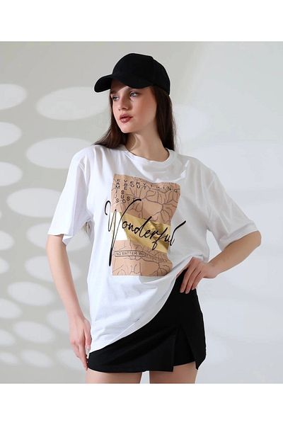 TB Terzi Bey Foil Printed Signature Pattern T-Shirt