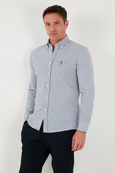 U.S. Polo Assn. Мъжка риза U.S. Polo с райета, памучна, с яка и копчета, SLIMMY FILM G081SZ0042103065