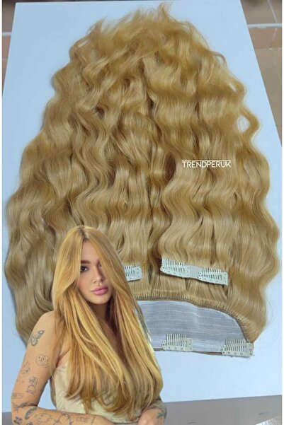 Nurdan Trend Peruk Yarımay + 2 Yan 65-70 cm Gerçek Saç Çıtçıt 150 gr Dore Sar...