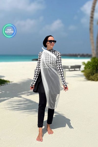 Ka Hijab Island Surf 4-Pece Hijab μαγιό - Μαύρο