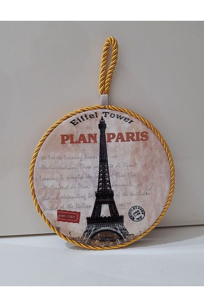 renkli çiçekler Trivet Eiffel Tower Illustrated Wooden Trivet