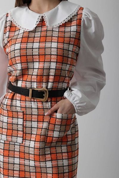 nedo7 Plaid Shirt Detailed Dress - Orange