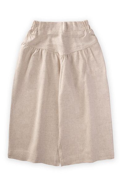 Cigit Gathered Linen Trousers with Bodice 2-7 Years Natural
