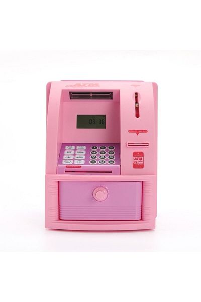 Aksh ATM Toy Machine Piggy Bank with ATM Card and LCD Display for Kids Multi-Color