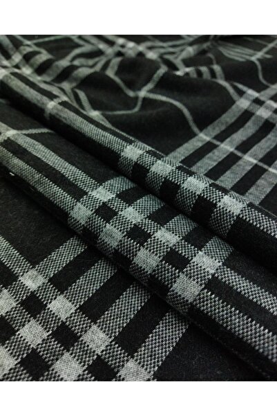 Kumaş Parça Tricotat din oțel Moale Negru Gri Plaid Latime: 160 cm
