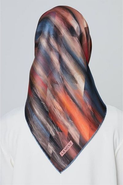 Armine Nostalgia Series Sura Silk Scarf 8339DS-83 Mixed Pattern INDIGO-PUDDRA