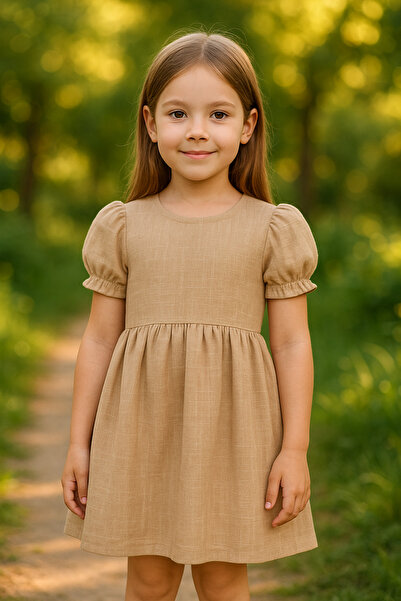 Hilal Akıncı Kids Pamuk Keten Basic Elbise