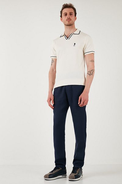 U.S. Polo Assn. U.S. Polo Carrot Fit Normal Waist Shrinking Leg Linen Pants Men's Trousers G081Sz0782106438