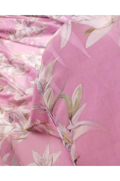 Kumaş Parça Plasa cu model de flori roz de 150 cm
