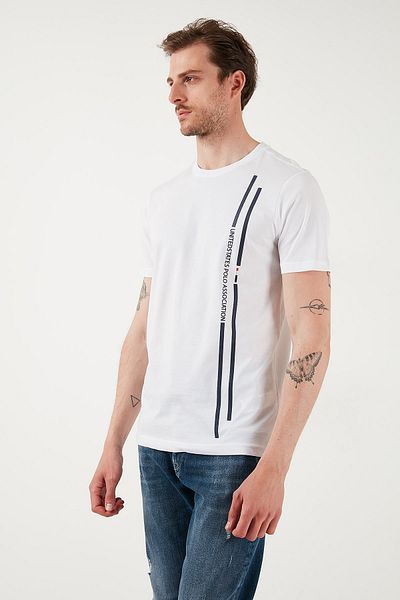 U.S. Polo Assn. ΒΑΣΗ. Πόλο 100% βαμβάκι κανονική εφαρμογή Crew λαιμόκοψη λουράκι λογότυπο Ανδρικό μπλουζάκι G081SZ0112104061
