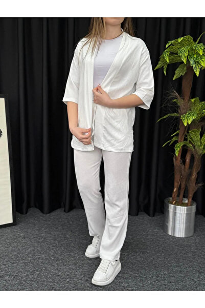 Revasser Women's Special Design Kimono Wrap Fabric Bottom Top Open Front Set