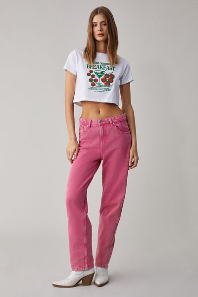 GRIMELANGE Belveth Women's Crew Neck Oversize White T-Shirt