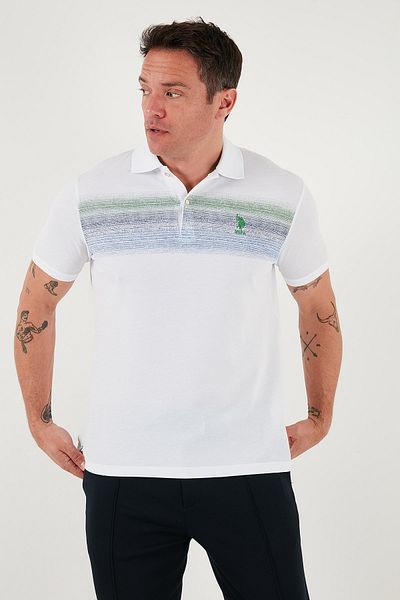 U.S. Polo Assn. U.S. Polo 100% Cotton Regular Fit Line Detailed Buttoned Polo Collar T Shirt Men's POLO COLLAR T SHIRT G0