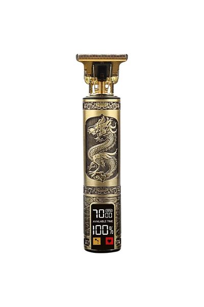 REDz Accessories Professional Hair Clipper, Smart LED Display, T9 with 4 Combs, Extended Runtime, Dragon Motif, Gold
