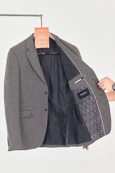Frappoli Dora Black Ανδρικό Battal Plus Size Regular Fit Βαμβακερό Lycra Stretch Fabric Sports Blazer Jacket
