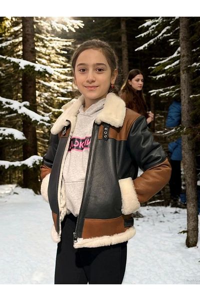 MODA Children's Collared Pieced Fur - Brown