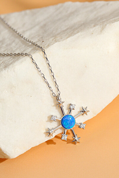 Gümüş Vadisi Kadın 925 Ayar Opal Taşlı Galaxy Yıldızı Kolye