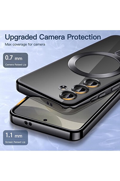 m.tk moveteck Samsung Galaxy A56 Kılıf Magsafe Wirelles Şarj Destekli Parlak Renkli Kenarlı Arkası Şeffaf Silikon