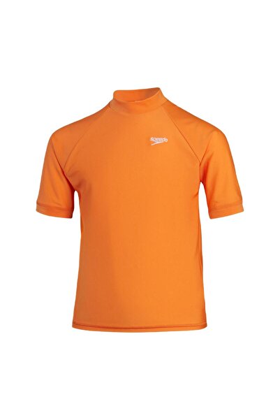 SPEEDO 8-00316616850 Prt Ss Rash Top Jm Boys' Sun Protection T-Shirt Orange