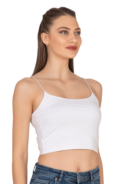 ÖZKAN underwear Özkan 27370 Women's Modal Cotton Lycra Stretchy Comfortable Fit Spaghetti Straps Knitted Crop Tank Top