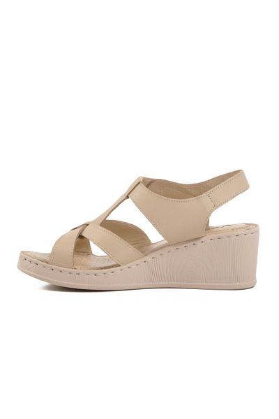 Voyager 9200 Z Beige Genuine Leather Women's Anatomical Sandals
