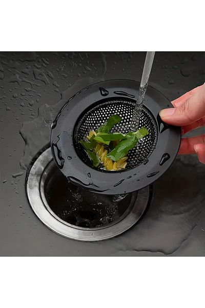 RED KİTCHEN 1pc Durable Stainless Steel Kitchen Sink Strainer - Black, 15 CM