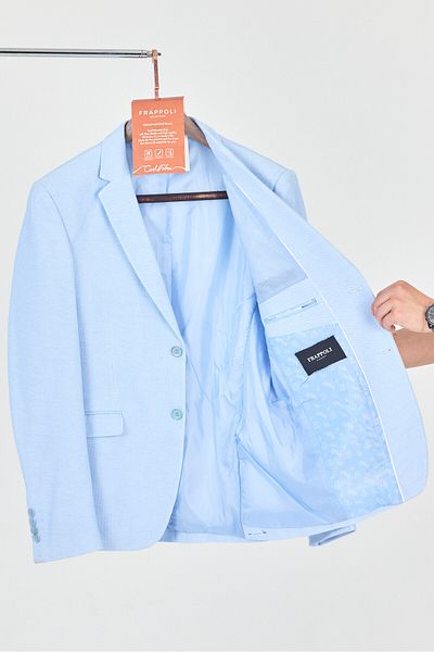 Frappoli Poçena Ανδρικό Ice Blue Stretchy Fabric Slim Fit Sports Blazer Jacket (Plus Size - Oversize)