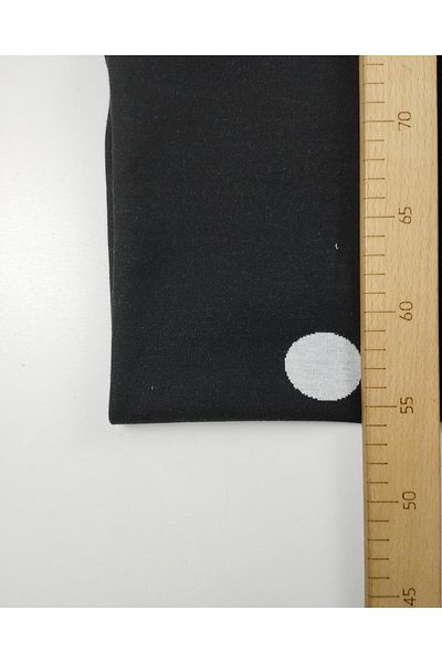 Kumaş Parça Λευκό Πουά Ζακάρ πλεκτό πάνω από Μαύρο - 130 cm
