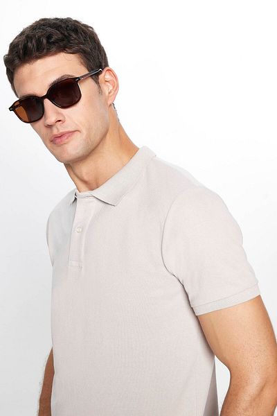 Tudors Men's Regular Fit Classic Fit 100% Cotton Plain Pique Gray Polo Neck T-Shirt