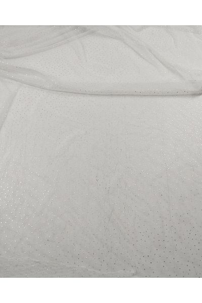 Kumaş Parça Λεπτό μαλακό τούλι 140cm White Lame Glitter