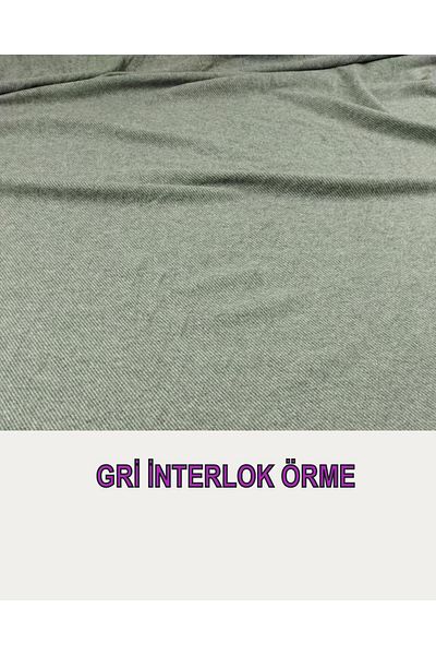 Kumaş Parça 140 cm Γκρι Πλεκτό Χρώμα Interlock