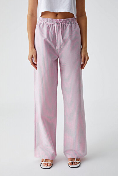 GRIMELANGE Nilah Women's Oversize High Waist Wide Leg White / Pink Trousers