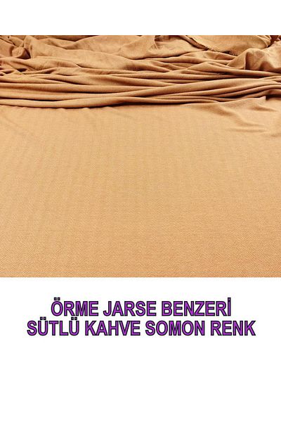 Kumaş Parça Πλεκτό σαν ζέρσεϊ σε χρώμα Milk Coffee Salmon (Πλάτος 160 cm x Μήκος 170 cm)