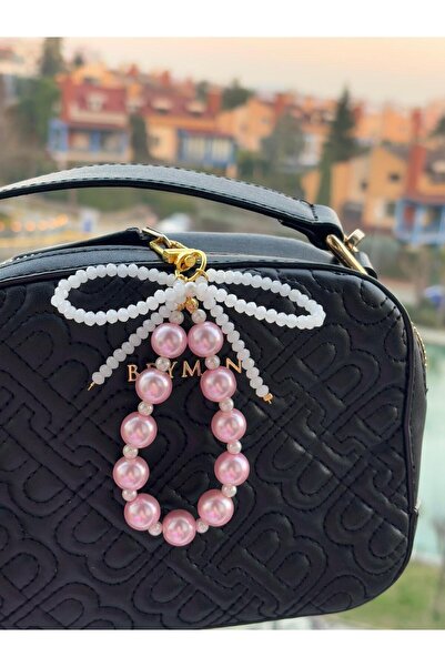 PEONY peonyofficiall İncili Pembe Kristal Fiyonk Detaylı Çanta Aksesuarı Çant...