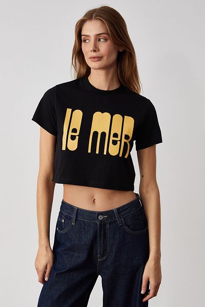 GRIMELANGE AMBESSA Damen-T-Shirt in Übergröße mit Rundhalsausschnitt in Schwarz