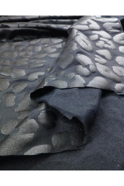 Kumaş Parça Shiny Patterned Jersey, Soft on the Inside, Black Color, Length: 140 cm