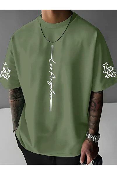 LAND MODA Ανδρικό μπλουζάκι Los Angeles, Φαρδιά γραμμή, Άνετο καλοκαιρινό μπλ...