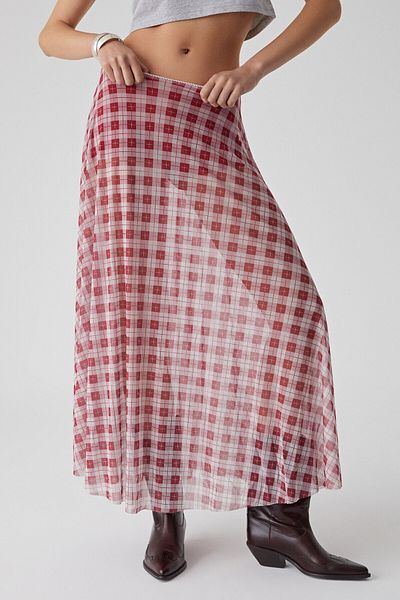 GRIMELANGE Juliano Women's High Waist Striped Oversize Red Skirt