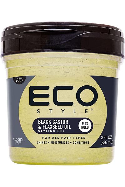 ECO STYLE Eco Styler Black Castor & Flax Seed Oil, 8Oz, 236 ML (Pack Of 1)