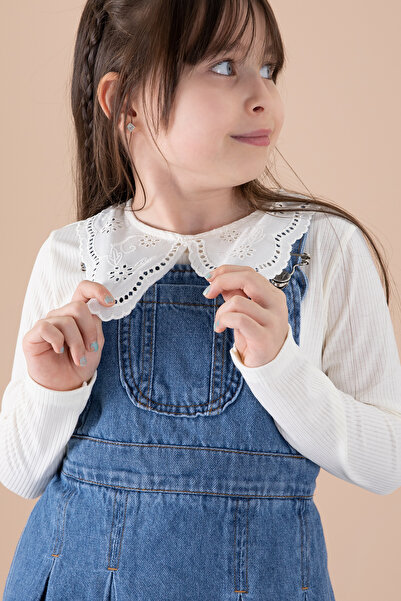 Cansın Mini Blue Jean Salopetli and Lace Badimi Girl's 2 Piece Set 20305