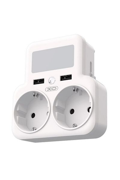 REDz Accessories Double Plug with USB Slot, LED Night Light with Sensor, EU Plug, XO-WL09, White