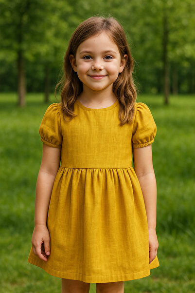 Hilal Akıncı Kids Базова рокля от памук и лен