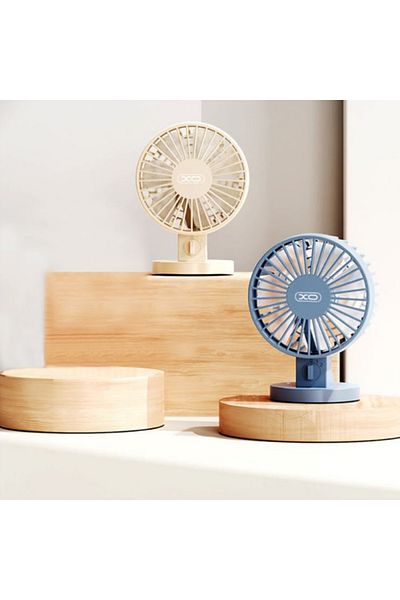 REDz Accessories Ventilator de birou silențios, XO-MF82, lamă dublă cu 2 viteze, 200mAh, bej