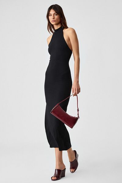 GRIMELANGE Jojose Women's Turtleneck Sleeveless Regular Black Dress
