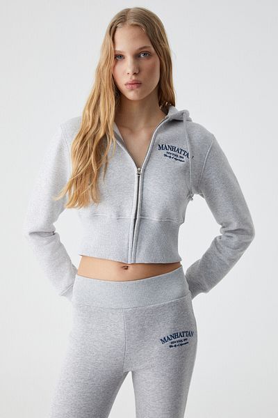 GRIMELANGE Iressine Women's Hooded Zip Long Sleeve Regular Grimelange Sweatshirt