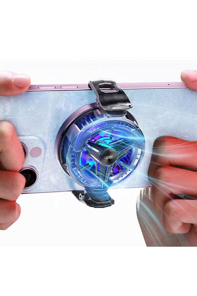 REDz Accessories Magnetic Cooler XO-SL03 for Phone, RGB LED, 4500Rpm Cooling Fan, Black