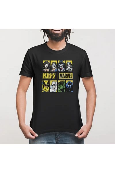 Built By Crazy Μπλουζάκι Unisex Marvel Kiss Rock Hero Panels
